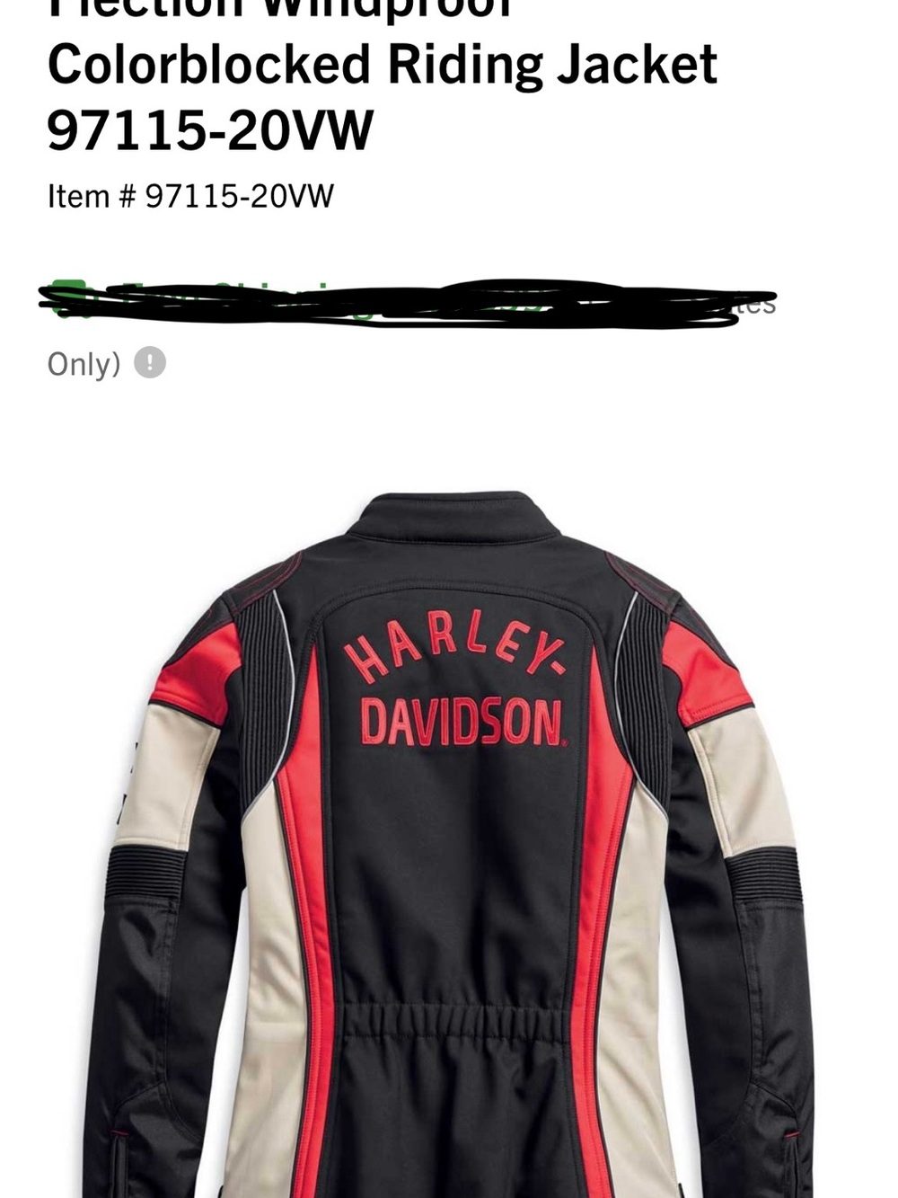 Harley-Davidson Black, Red & Cream Colorblock Riding Jacket
